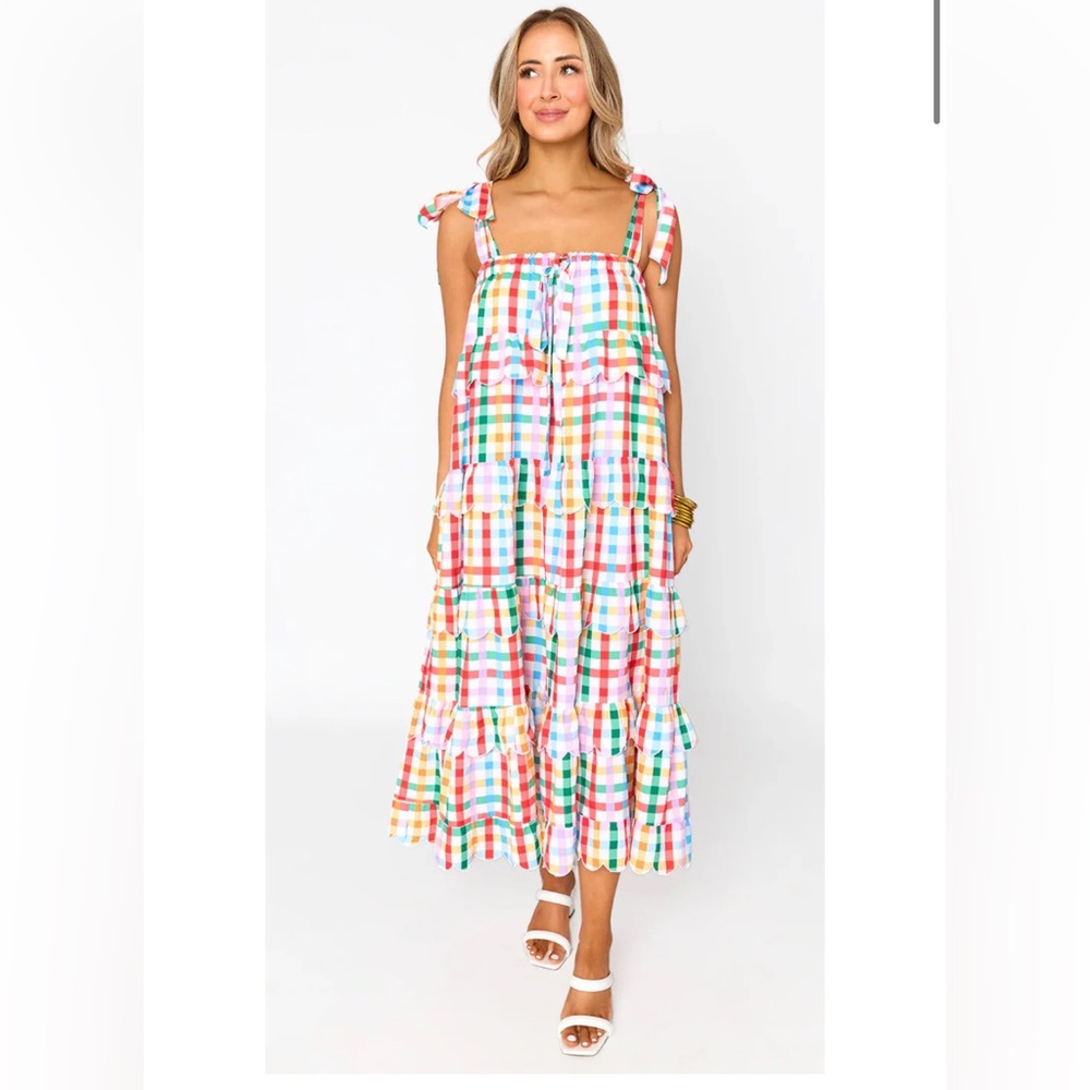 Buddy Love Landon Tie Shoulder Tiered Midi Dress